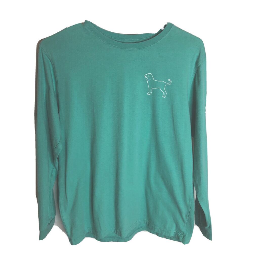 The Black Dog Aqua Blue Long Sleeve T Shirt Youth (12-14) “Off the Leash” slogan